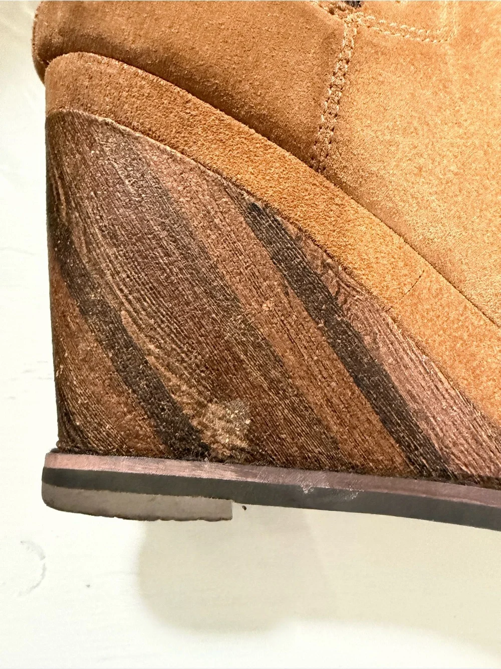 Ariat Belle Genuine Leather Suede Wedge Booties Tan Size 9.5
